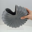 Ver imagem 2 de Vaso Decorativo Enfeite Planta Aparador Cerâmica 24x24x9cm Cinza