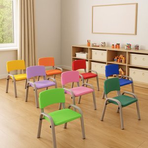 Kit 10 Cadeiras Infantil Iso, Escola, Creche Base Cinza