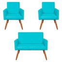 Ver imagem 1 de Kit 2 Poltronas e Namoradeira Nina Suede Azul Turquesa