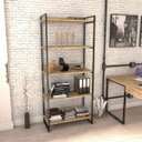 Ver imagem 6 de Kit 3 Peças com Mesa para Escritório em L Kuadra e 2 Estantes Multiuso 5 Prateleiras