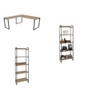 Ver imagem 2 de Kit 3 Peças com Mesa para Escritório em L Kuadra e 2 Estantes Multiuso 5 Prateleiras