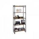 Ver mais imagens de Conjunto 3 Peças com Mesa para Escritório em L Kuadra e 2 Estantes Multiuso 5 Prateleiras Industrial Preta Marrom