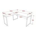 Ver imagem 4 de Conjunto 3 Peças com Mesa para Escritório em L Kuadra e 2 Estantes Multiuso 5 Prateleiras Industrial Preta Marrom