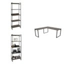 Ver imagem 2 de Escrivaninha Mesa Escritório em L e 2 Estantes Multiuso 5 Prateleiras Espresso Móveis