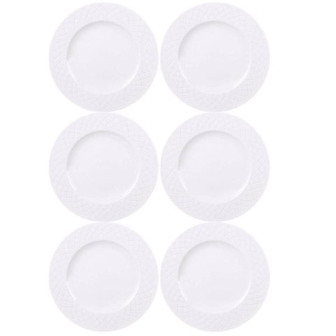 Jogo 6 Pratos Rasos de Jantar em Porcelana 27cm Tramontina Ingrid Cozinha Servir Entradas Mesa Posta