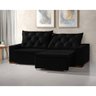 Sofa Retrátil Reclinável Milão 2,90m 5 Lugares Estofado Linho Preto - 1