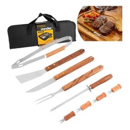 KIT CHURRASCO VONDER C/10PCS EM ACO INOX C/ESTOJO - 1