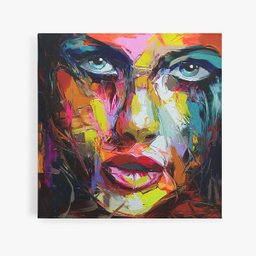 Quadro Mulher Pintura Colorido Pinceladas Canvas 100x100cm - 1