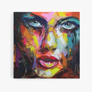 Quadro Mulher Pintura Colorido Pinceladas Canvas 100x100cm