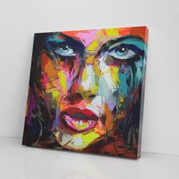 Quadro Mulher Pintura Colorido Pinceladas Canvas 100x100cm - 2