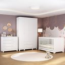 Ver imagem 2 de Quarto de Bebê Completo Berço Americano 3 em 1 Colchão Allegra Multimóveis Mp4598 Branco