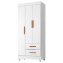 Ver imagem 1 de Guarda Roupa Solteiro Lite 3 Portas e 2 Gavetas Branco - Móveis Leão
