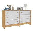 Ver imagem 2 de Cômoda Infantil 136cm com 6 Gavetas Flex Multimóveis Mp4262 - Madeirado/branco