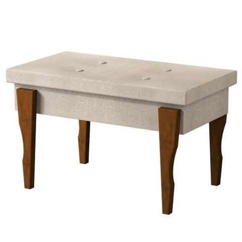 Recamier Calçadeira Banco Puff Captonê Pés Madeira 0,97 Espanha:bege