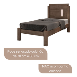 Cama Solteiro Padrão Mdf Detalhe em Espelho Amanda Framar:malbec - 4