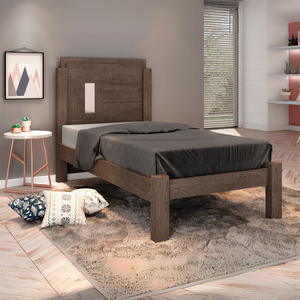 Cama Solteiro Padrão Mdf Detalhe em Espelho Amanda Framar:malbec