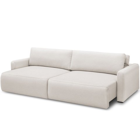 Sofá Retrátil Reclinável para Sala de Estar Living 270cm Sevilha F04 Bouclê Off White - Lyam Decor