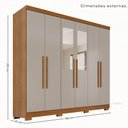Ver imagem 3 de Guarda-Roupa Casal com Espelhos 6 Portas 2 Gavetas 180cm Multimóveis Cinamomo/Off White