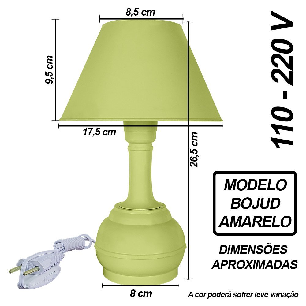 Abajur Infantil Bojudinho Menina Menino Luminária para Quarto de Bebê – Amarelo Claro - 2