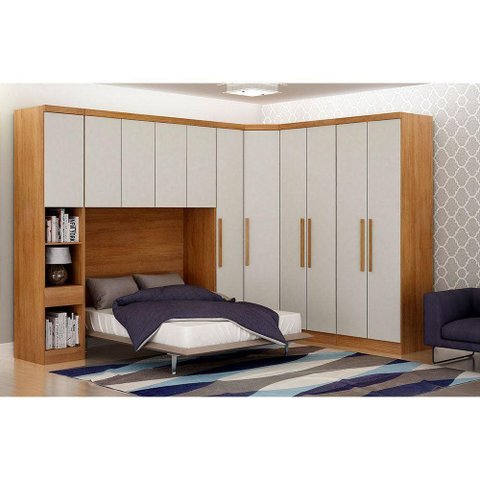 Guarda Roupa Modulado Casal Safira 005 11 Portas 7 Gavetas Cumaru-Fendi MDF