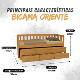 Bicama 3 Gavetas Oriente Cor Imbuia + 2 Colchões Ortobom D28 - 5