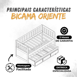 Bicama 3 Gavetas Oriente Cor Imbuia + 2 Colchões Ortobom D28 - 8
