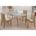 Ver imagem 1 de Conjunto: Mesa de Cozinha Havana Curvo 120cm + 4 Cadeiras Maldivas Naturale/off White - Capuccino/