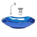 Ver imagem 1 de Cuba de Vidro Abaulada 51cm Azul Escuro + Valvula + Torneira
