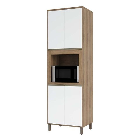 Paneleiro 70 Cm Nicho para Microondas 4 Portas de Abrir 2 Prateleiras Mel Luciane Móveis