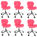 Ver imagem 1 de Kit 6 Cadeiras Slim Office Estofada Base Giratória Cromado