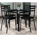 Ver imagem 1 de Conjunto Mesa de Jantar Malva 4 Lugares Tampo Vidro Quadrado Preto Combo Stock