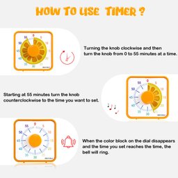 Secura Timer Visual Fruta 7,5'' 60 Minutos com Ímã para Crianças e Cozinha - 3