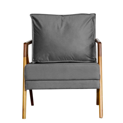 Poltrona Cadeira Marilia Recepção - Suede Cinza