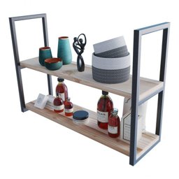 Estante de Madeira Industrial 100x50x20cm Preta para Cozinha - 3