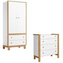 Ver imagem 1 de Kit Guarda Roupa 5055 com Cômoda Flora 5135 2 Portas 2 Gavetas MDP Branco