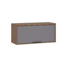 Armário Aéreo de Cozinha 80cm 1 Porta Basculante Aspen Luciane Móveis Vanilla com Cinza Puro - 1