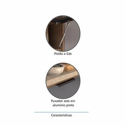 Armário Aéreo de Cozinha 80cm 1 Porta Basculante Aspen Luciane Móveis Vanilla com Cinza Puro - 3