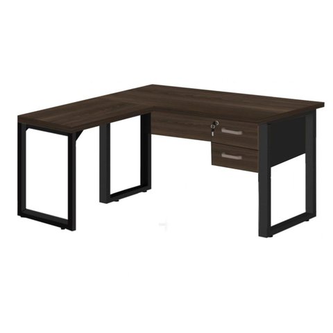 Mesa em L (Mesa 1,50m + Mesa Auxiliar) - C/ Gavetas - WORKSTART - MARSALA/PRETO - 25477