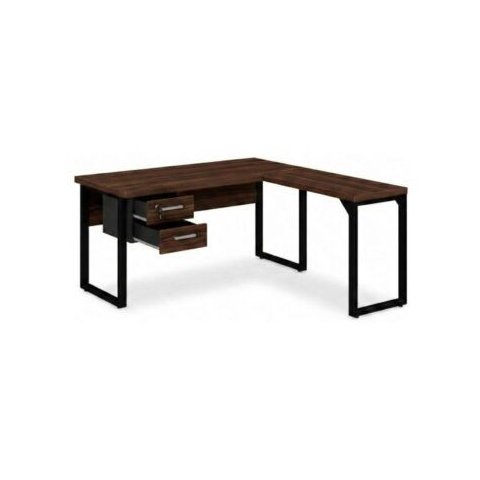 Mesa em L (Mesa 1,50m + Mesa Auxiliar) - c/ Gavetas - Workstart - Marsala/Preto - 25477