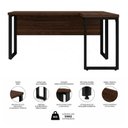Ver imagem 3 de Mesa em L (Mesa 1,50m + Mesa Auxiliar) - c/ Gavetas - Workstart - Marsala/Preto - 25477