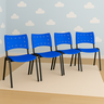 Kit 4 Cadeiras Iso Fixa Empilhável Escola Igreja Salão:azul - 1