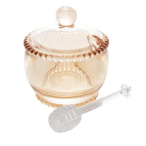 Meleira com Colher Wolff Pearl de Cristal Âmbar 10cm X 8cm X 7cm