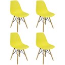Ver imagem 3 de Kit 4 Cadeiras Charles Eames Eiffel Wood Design - Amarelo