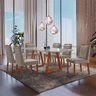 Conjunto Sala de Jantar Mesa Viena Madeira Maciça 160x90cm Tampo Retângular Vidro Off White com 6 Ca - 1