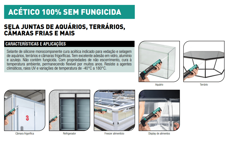 Silicone 280ml Aquário Acético Incolor Unipega - 2