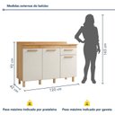 Ver imagem 3 de Balcão 3 Portas 1 Gaveta 120cm Cristal Bege/Cinamomo/Off White