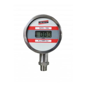 Manômetro Digital Npt 1 Bar Rosca 1/2 Saída Reta Classe A3 Escala 0 A 1000 Bar Mpd-930 Com Certifica