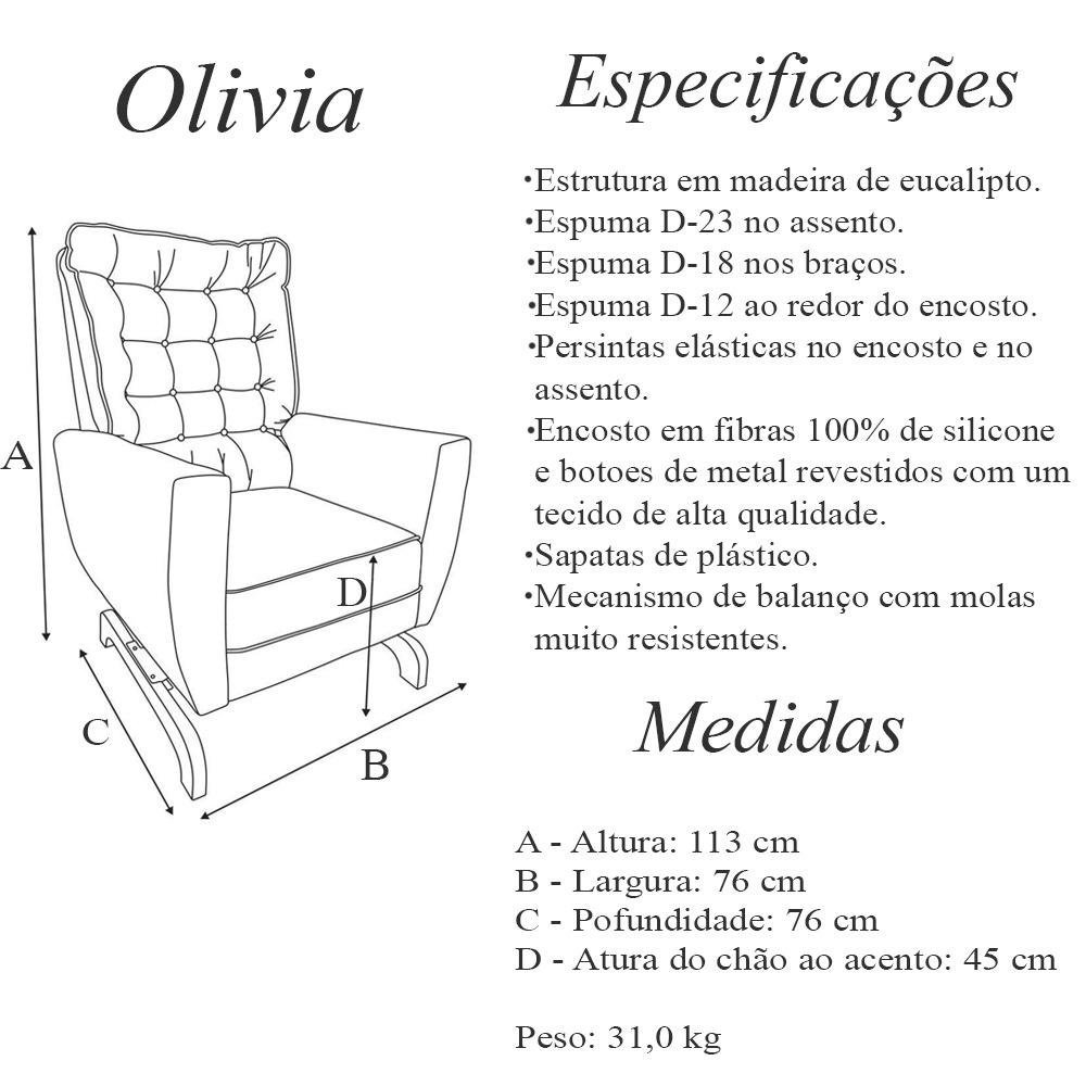 Poltrona Amamentação Olivia PB602 Decor Loppes Poltrona Amamentacão Balanço Decorativa Quarto/ Sala  - 5