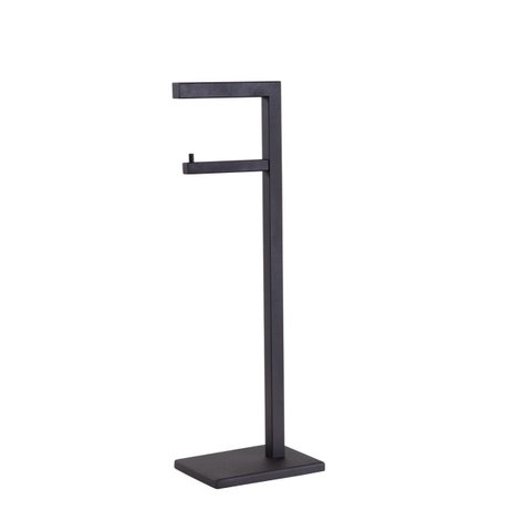 Papeleira Vertical Piso 1 Rolo Porta Papel Higiênico 50cm Banheiro Aço Inox Black Matte