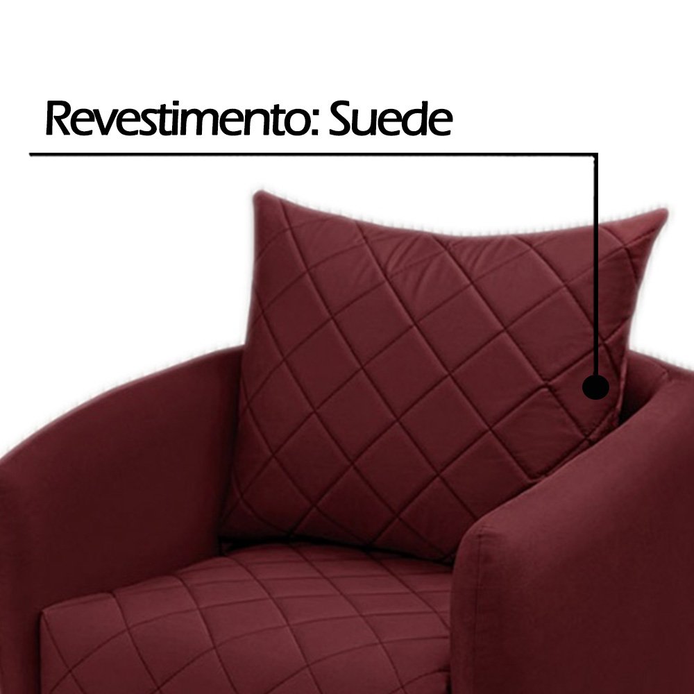 Poltrona Georgia SilvaFlex Suede Veludo Vinho com 84X76X91